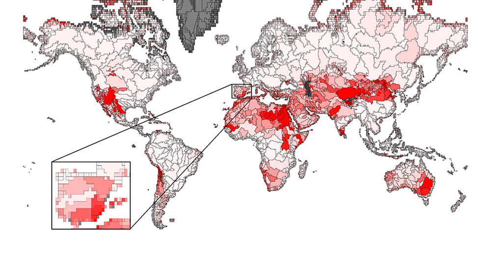 annual non-agri CF geographical distribution from AWARE shapefile (AWARE_v1_2April_7th) opened in openLCA 2.1.1.